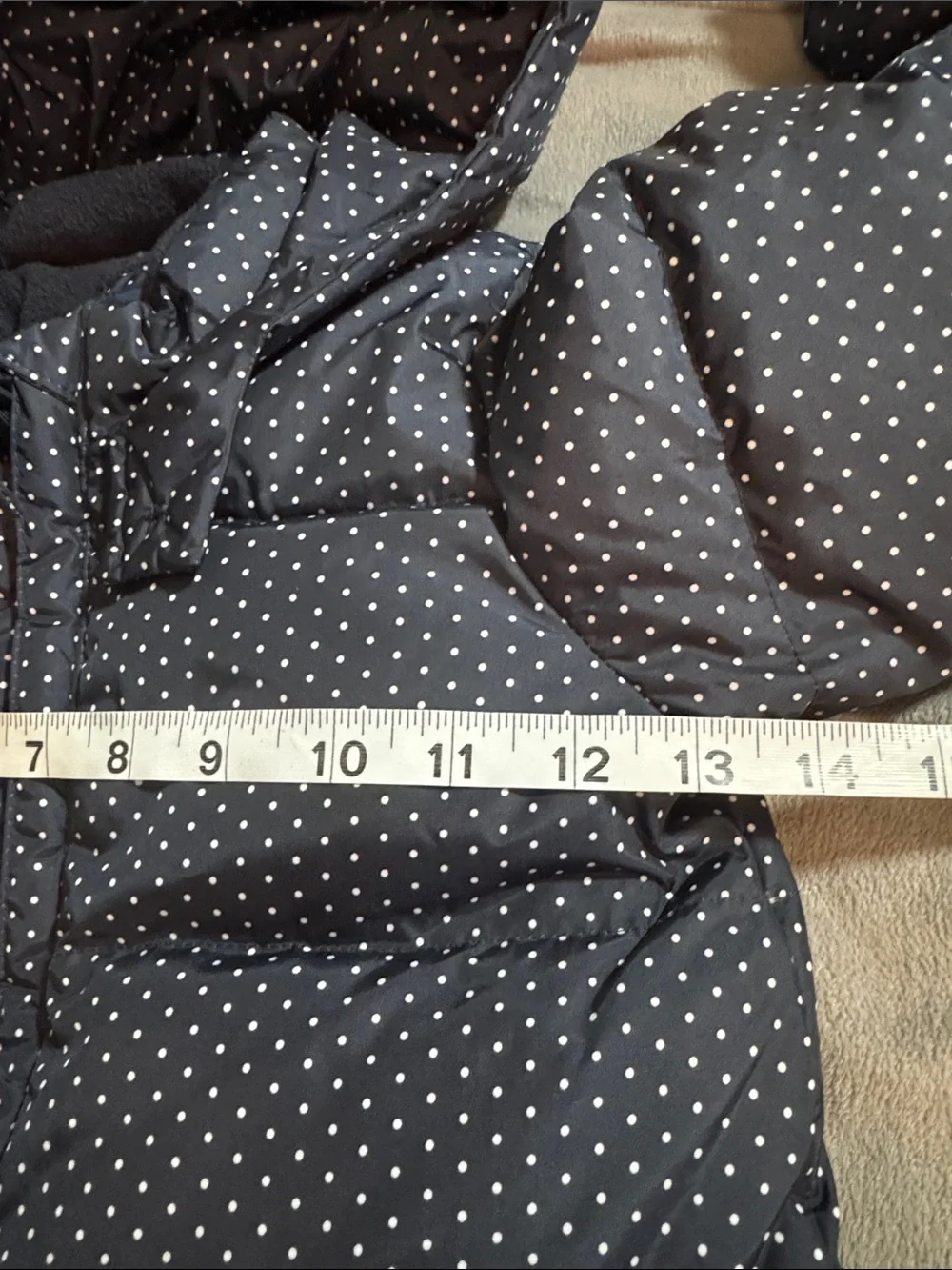 Gap Baby Toddler Navy down filled Polka Dot Puffer One-Piece Snowsuit 18/24 mo
